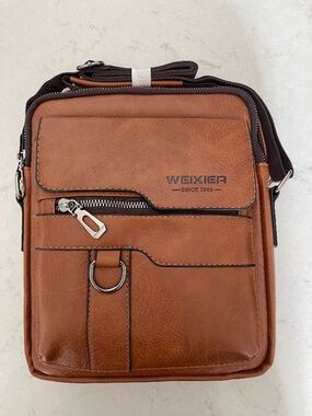WEIXIER Men Crossbody Bag Shoulder Bag PU Leather Messenger Bag Handbag